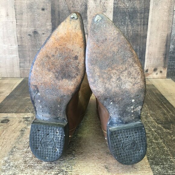 Tony Lama Vintage Gold Label Pointed Toe Wingtip Cowboy Boots Womens 5.5 B - Picture 2 of 12